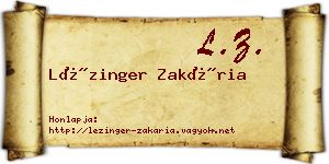 Lézinger Zakária névjegykártya